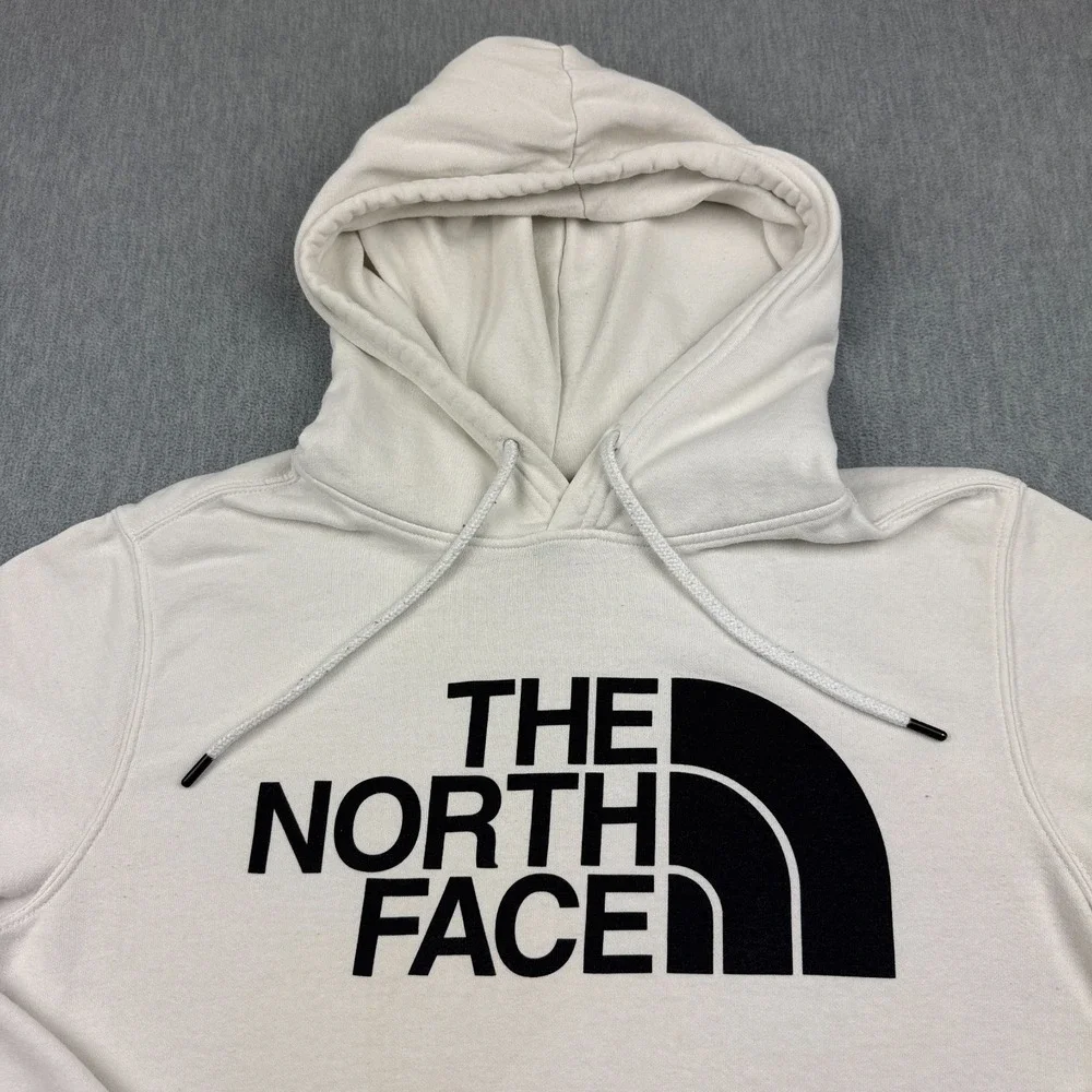 The North Face Sweater Mens Small White Half Dome Pullover Hoodie Graphic Logo‎